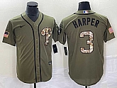 Men's Philadelphia Phillies #3 Bryce Harper Green Salute to Service Cool Base Stitched Nike Jersey,baseball caps,new era cap wholesale,wholesale hats